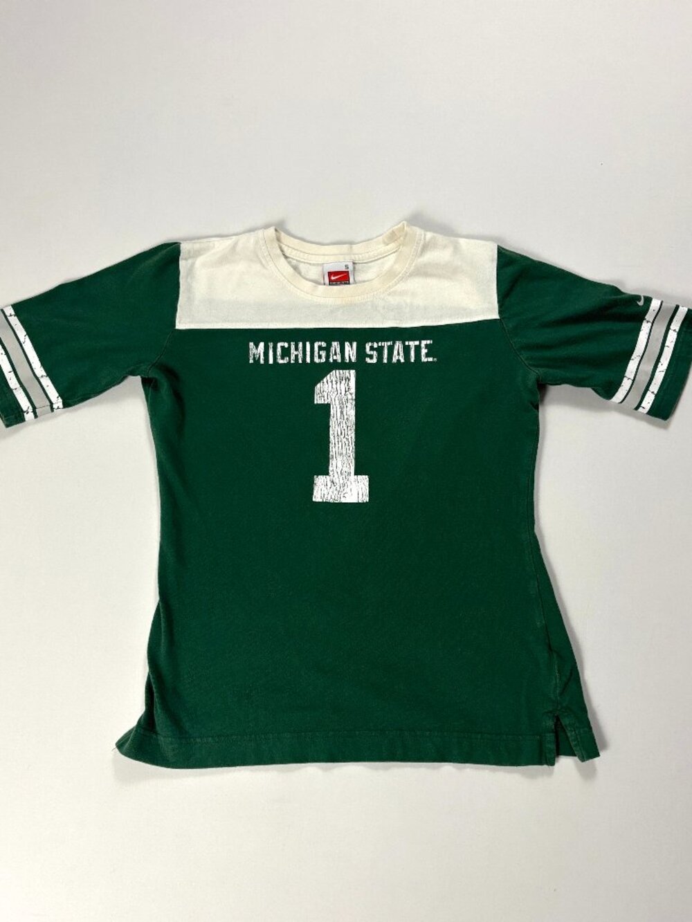 Vintage Michigan State University Nike Team Womens Football Shirt Green Sz S MSU